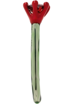 D'heygere Green & Red Solitaire Rose Loop Single Earring