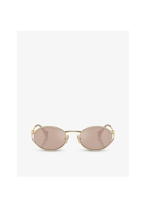 Womens Miu Miu Mu 52Ys Oval-Frame Metal Sunglasses
