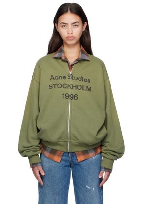 Acne Studios Green Logo Zip Sweater