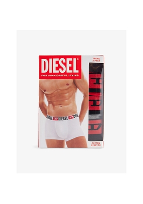 Mens Diesel Branded-Waistband Pack Of Three Stretch-Cotton Trunks