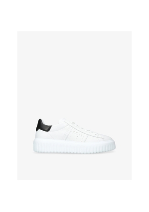 Mens Hogan H-Stripes Logo-Print Leather Low-Top Trainers
