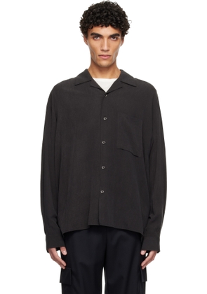 Solid Homme Gray Camp Collar Shirring Shirt