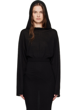 Rick Owens Black Concordians Cropped Hooded Tunic Hoodie