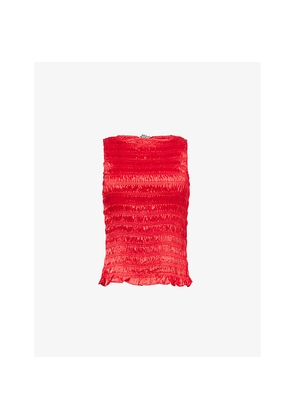 Womens Amy Lynn Sonya Shirred Stretch-Woven Top