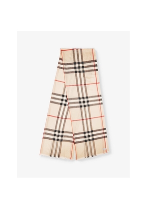Womens Burberry Wide Check Wool-Silk Scarf