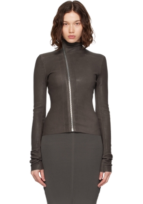 Rick Owens Gray Concordians Gary Leather Jacket