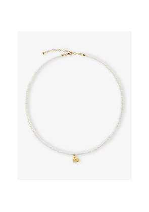 Womens Monica Vinader Heart Mini 18ct Yellow Gold-Plated Vermeil Sterling-Silver Pearl Necklace