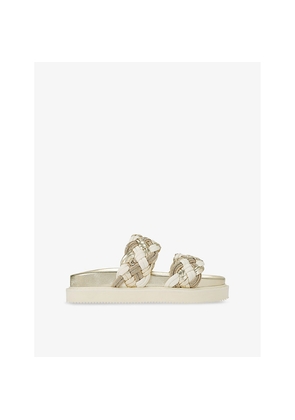 Womens Carvela Maiella Flatform Metallic-Weave Sandals