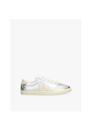 Womens Veja Volley Metallic Low-Top Leather Trainers