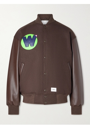 WTAPS - Logo-Appliquéd Panelled Melton Wool-Blend Jacket - Men - Brown - S