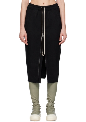 Rick Owens Black Concordians Zipped Short Pillar Midi Skirt
