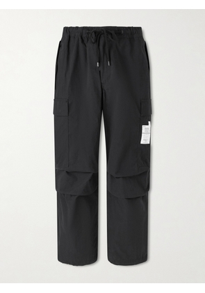 Neighborhood - Wide-Leg Cotton-Blend Ripstop Drawstring Cargo Trousers - Men - Black - S