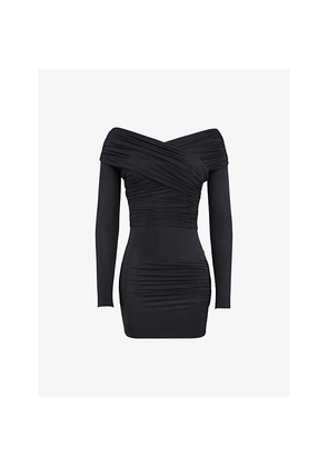 Womens Mistress Rocks Off-Shoulder Gathered Stretch-Jersey Mini Dress