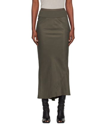 Rick Owens Khaki Concordians Calf Bias Midi Skirt