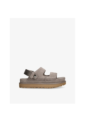 Womens UGG Goldenstar Glide Branded Suede Sandals