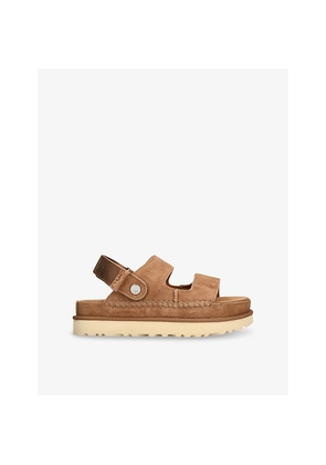 Womens UGG Goldenstar Glide Branded Suede Sandals