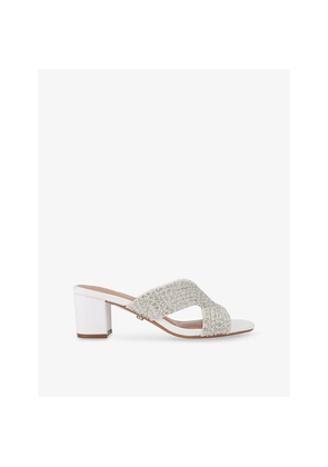 Womens Carvela Paparazzi Crystal and Pearl Embellished Woven Heeled Sandals