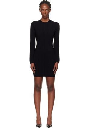 Balmain Black Long Sleeve Monogram Knit Minidress