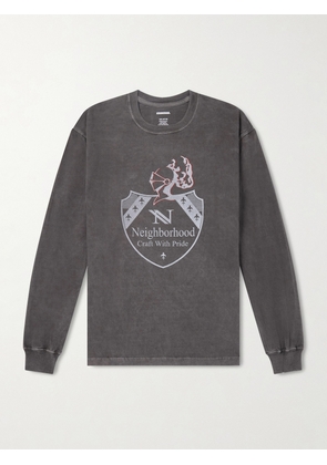 Neighborhood - Logo-Print Pigment-Dyed Cotton-Jersey T-Shirt - Men - Black - S