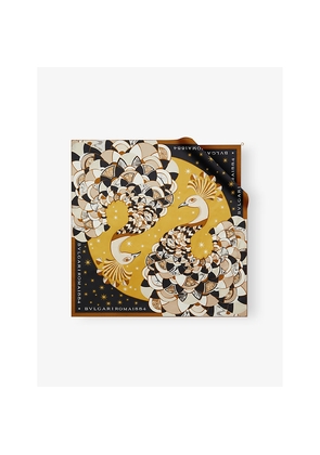 Womens Bvlgari Divas' Dream Peacock Lux Crystal-Embellished Silk-Twill Scarf