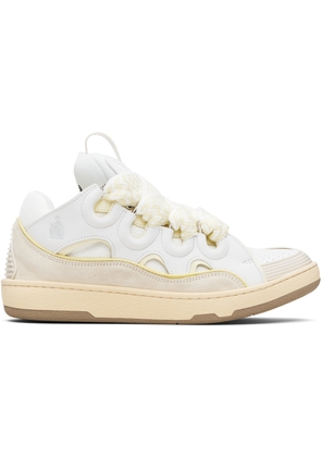Lanvin Off-White & Yellow Curb Leather Sneakers