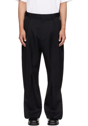 KHOKI Black Tuck-Detail Trousers