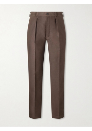 Drake's - Western Games Pleated Cotton-Twill Suit Trousers - Men - Brown - UK/US 30