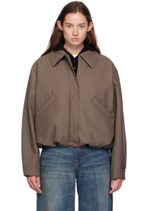 KASSL Editions Taupe Short Rubber Bomber Jacket