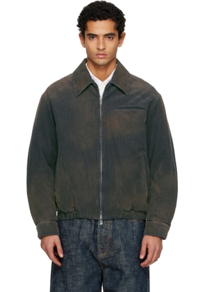 TONYWACK Navy Garment-Washed Corduroy Bomber Jacket