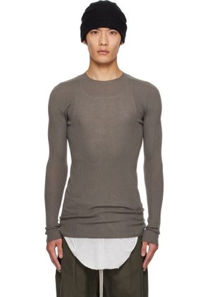 Rick Owens Gray Concordians Ribbed Round Neck Sweater