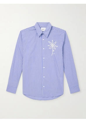 NN07 - Quinsy Appliquéd Pinstriped Supima Cotton Shirt - Men - Blue - S