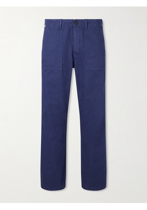 Nudie Jeans - Tuff Tony Straight-Leg Herringbone Cotton Trousers - Men - Blue - 28W 32L