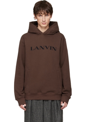 Lanvin Brown 'Lanvin' Embroidered Cotton Hoodie