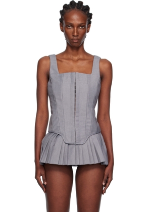 Pushbutton Gray Sleeveless Bustier Top