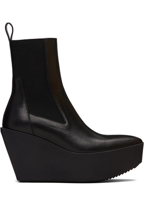 Rick Owens Black Concordians Sliver Platform Beatle Chelsea Boots