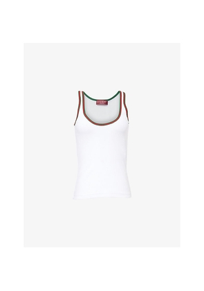 Womens Gucci Stripe-Trim Cotton-Jersey Tank Top