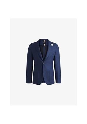 Mens Boss Notched-Lapel Single-Breasted Slim-Fit Woven Blazer