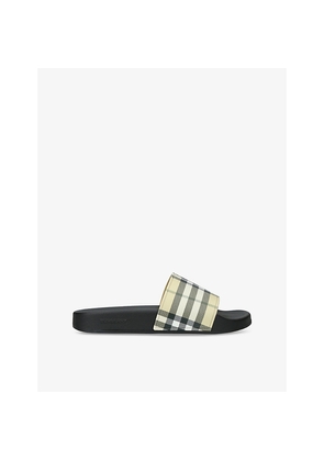 Womens Burberry Check-Print Canvas Sliders