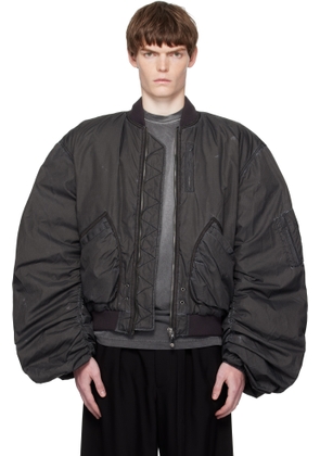 We11done Black Washed Nylon Bomber Jacket