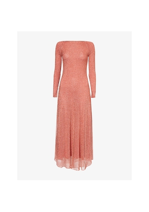 Womens Alaia Chain Long-Sleeves Woven Maxi Dress