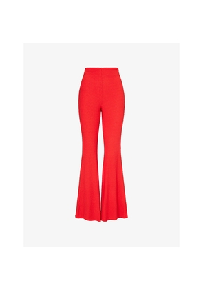 Womens Amy Lynn Bodie Flared Stretch-Woven Trousers