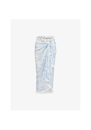 Womens Heidi Klein Playa Paraiso Tassel-Trim Cotton-Blend Sarong
