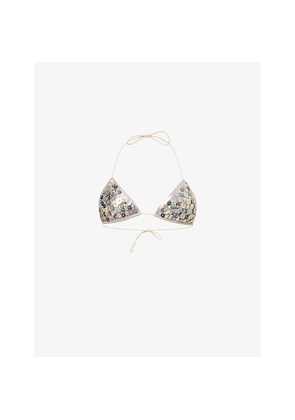 Womens Jaded London Triangle Button Stretch-Woven Bikini Top