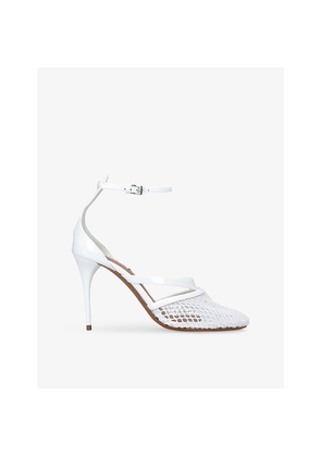 Womens Azzedine Alaia Infradito 90 Fishnet Heeled Leather Sandals