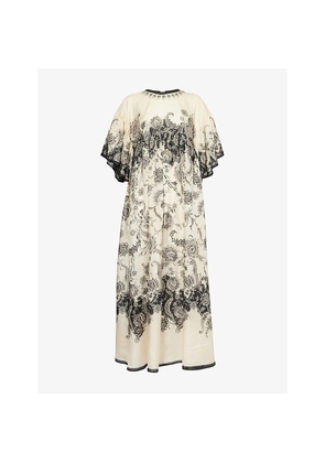 Womens Zimmermann Rhiannon Floral Silk Maxi Dress