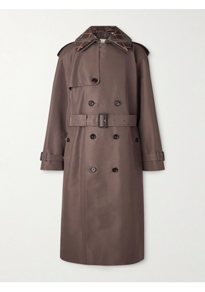 Burberry - Leather-Trimmed Silk and Cotton-Blend Trench Coat - Men - Brown - IT 48