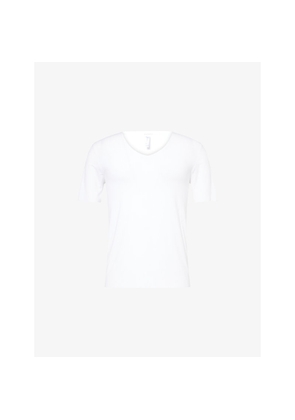 Mens Hanro Clean Cut Short-Sleeve V-Neck Stretch-Jersey T-Shirt