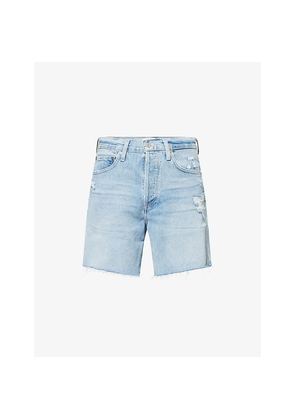 Womens Citizens Of Humanity Marlow Long Distressed Denim Shorts