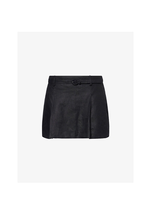 Womens Reformation Rory Pleated Linen Mini Skirt