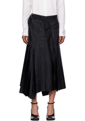 sacai Black Nylon Twill Mix Midi Skirt